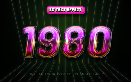 1980 retro 3d editable text effect styleのイラスト素材