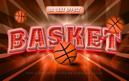 Basket ball 3d sports editable text effect style