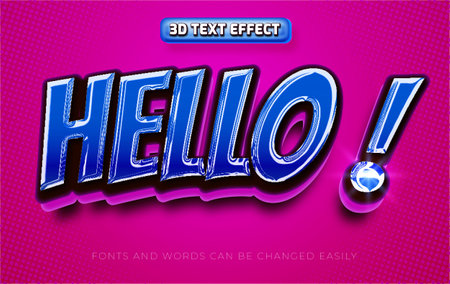 Hello 3d pop art editable text effect style