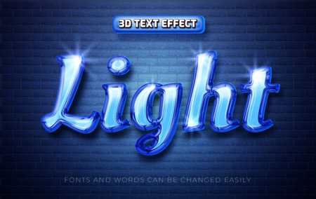 Light blue glossy 3d editable text effect style