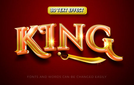 King 3d editable golden text effect styleのイラスト素材