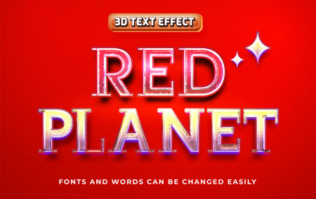 Red planet 3d editable text effect style