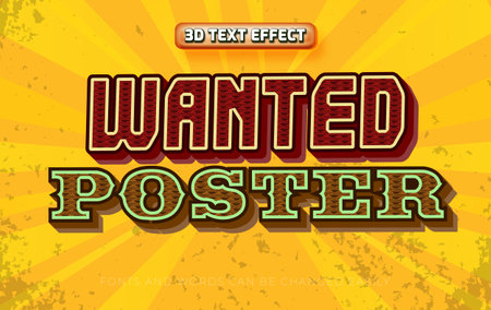 Wanted poster west style 3d editable vintage text effect