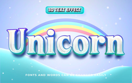 Unicorn magical 3d editable text effect style