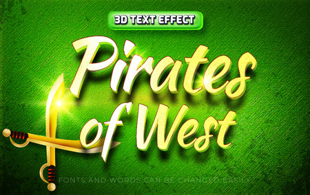 Pirates of west 3d editable text effect style