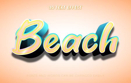 Beach 3d editable text effect styleのイラスト素材