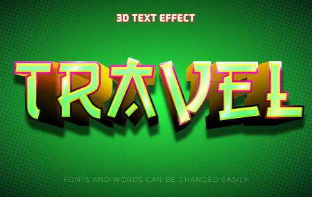 Travel green 3d editable text effect styleのイラスト素材