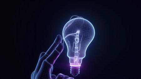 Idea and innovation concept with glowing light bulb. 3D renderingの素材