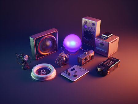 3d isometric vector illustration of a set of electronic devices and toolsの素材