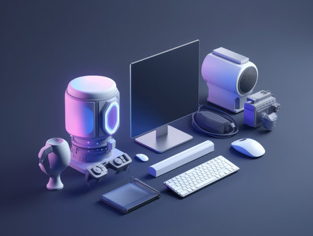 Retro camera on a dark background. 3d rendering. Computer digital drawing.の素材