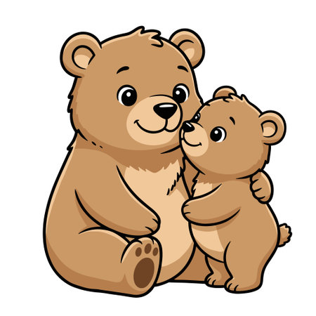 Illustration of a Cute Teddy Bear Hugging a Small Bearのイラスト素材