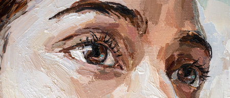 Brown-eyed girl on a white background.の写真素材