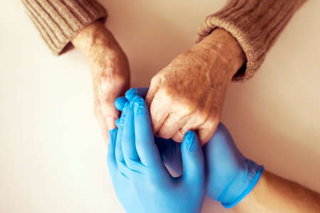 Handshake, caring, trust, treatment and support.の写真素材