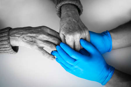 Handshake, caring, trust, treatment and support.の写真素材