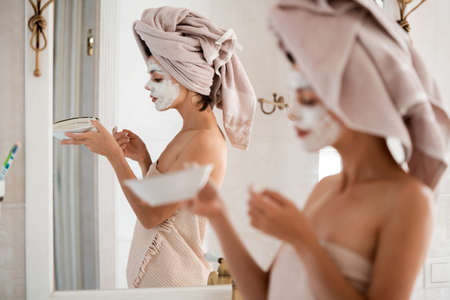 Girl takes care of her beauty and health.の写真素材