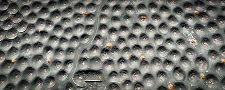 Top view of La Geria vineyards with growing grapes in a volcanic soil of lanzarote island.の写真素材