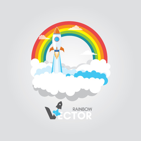 Rainbow Rocket cloudのイラスト素材