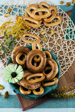 The composition of different bagelsの写真素材