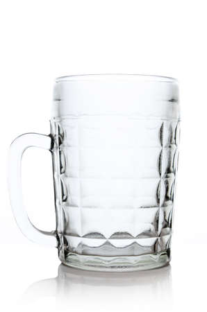 Large glass beer mug closeup isolated on white background.の写真素材