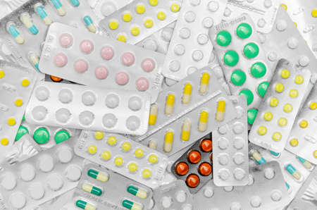 Many different pills closeupの写真素材