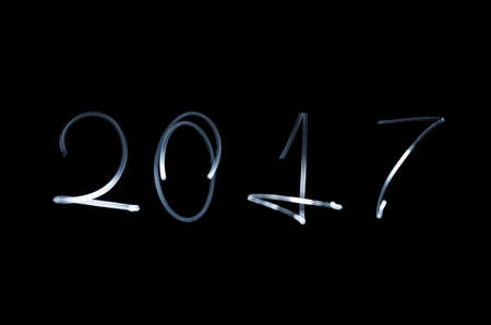 New year 2017 painted in the style of Freezelight on a black backgroundの写真素材