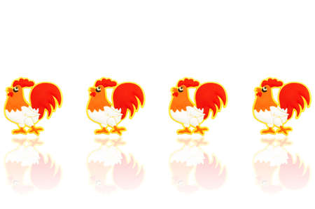 Painted red rooster symbol of 2017 new yearの写真素材