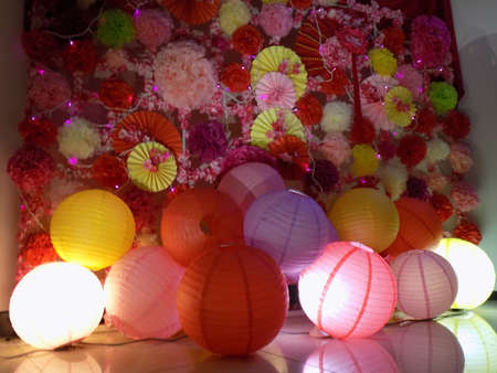 Background with chinese tanglongの写真素材