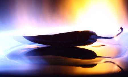 hot pepper against fireの写真素材