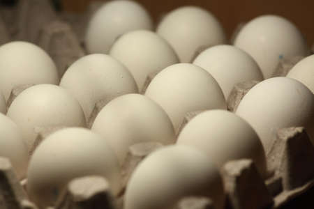 eggs in a cardboard boxの写真素材