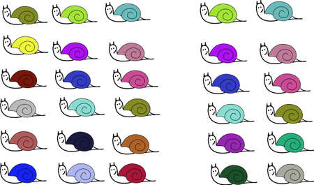 pattern of snails of different coloursのイラスト素材