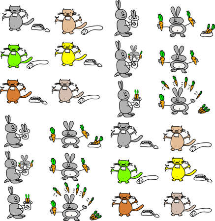 Pattern of cats and rabbitsのイラスト素材