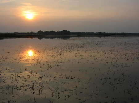Sunrise on Vazuza riverの写真素材