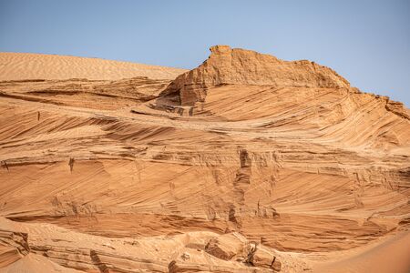 Desert Background Landscape, Desert and beautiful blue sky. Horizon of the desert. Endless desert...