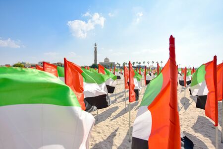 United Arab Emirates flag waving on the wind, UAE Flagの写真素材