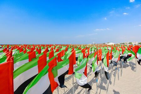 United Arab Emirates flag waving on the wind, UAE Flagの写真素材