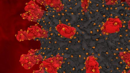 Coronavirus COVID-19 outbreak and coronaviruses influenza background as dangerous flu strain cases as a pandemic medical health risk concept with disease cells as a 3D renderの写真素材