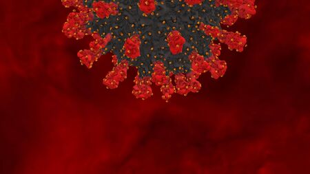 Coronavirus COVID-19 outbreak and coronaviruses influenza background as dangerous flu strain cases as a pandemic medical health risk concept with disease cells as a 3D renderの写真素材