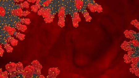 Coronavirus COVID-19 outbreak and coronaviruses influenza background as dangerous flu strain cases as a pandemic medical health risk concept with disease cells as a 3D renderの写真素材