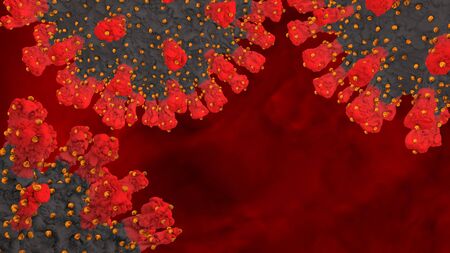Coronavirus COVID-19 outbreak and coronaviruses influenza background as dangerous flu strain cases as a pandemic medical health risk concept with disease cells as a 3D renderの写真素材