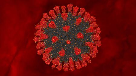 Coronavirus COVID-19 outbreak and coronaviruses influenza background as dangerous flu strain cases as a pandemic medical health risk concept with disease cells as a 3D renderの写真素材