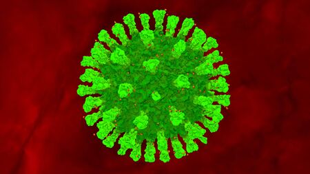 Coronavirus COVID-19 outbreak and coronaviruses influenza background as dangerous flu strain cases as a pandemic medical health risk concept with disease cells as a 3D renderの写真素材