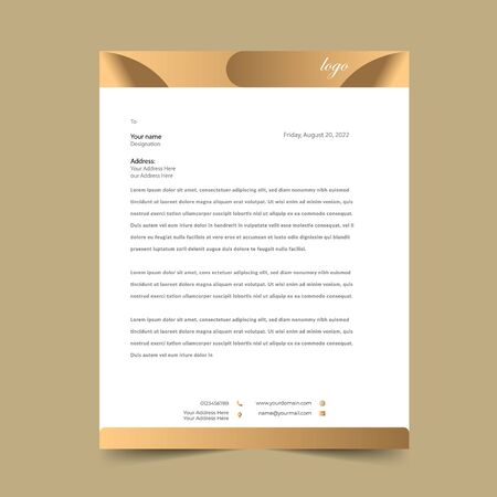 Golden Letterhead Pad Design Templateのイラスト素材