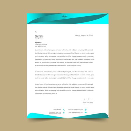Cyan Nice Letterhead template Designのイラスト素材