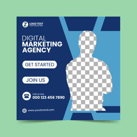 Blue Social Media Post Design Templateのイラスト素材