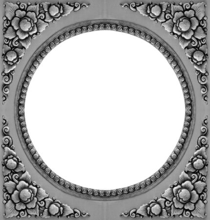 Ornament elements frame, vintage silver floral designsの写真素材
