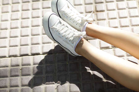 white sport shoesの写真素材