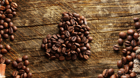 coffee lover on wood backgroundの写真素材