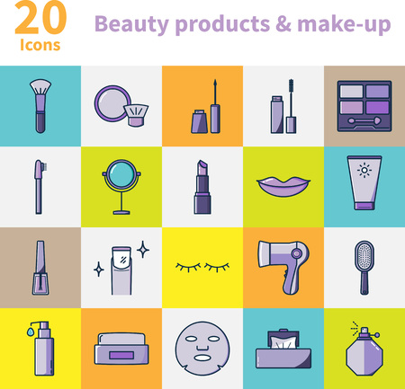 Beauty products and make-up icons setのイラスト素材