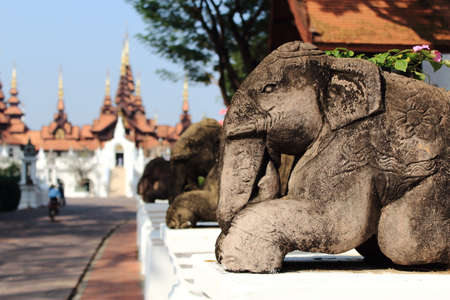 Elephant Sculpture in Chiang Mai, Thailandの写真素材