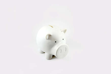 A White Piggy Bank On White Backgroundの写真素材